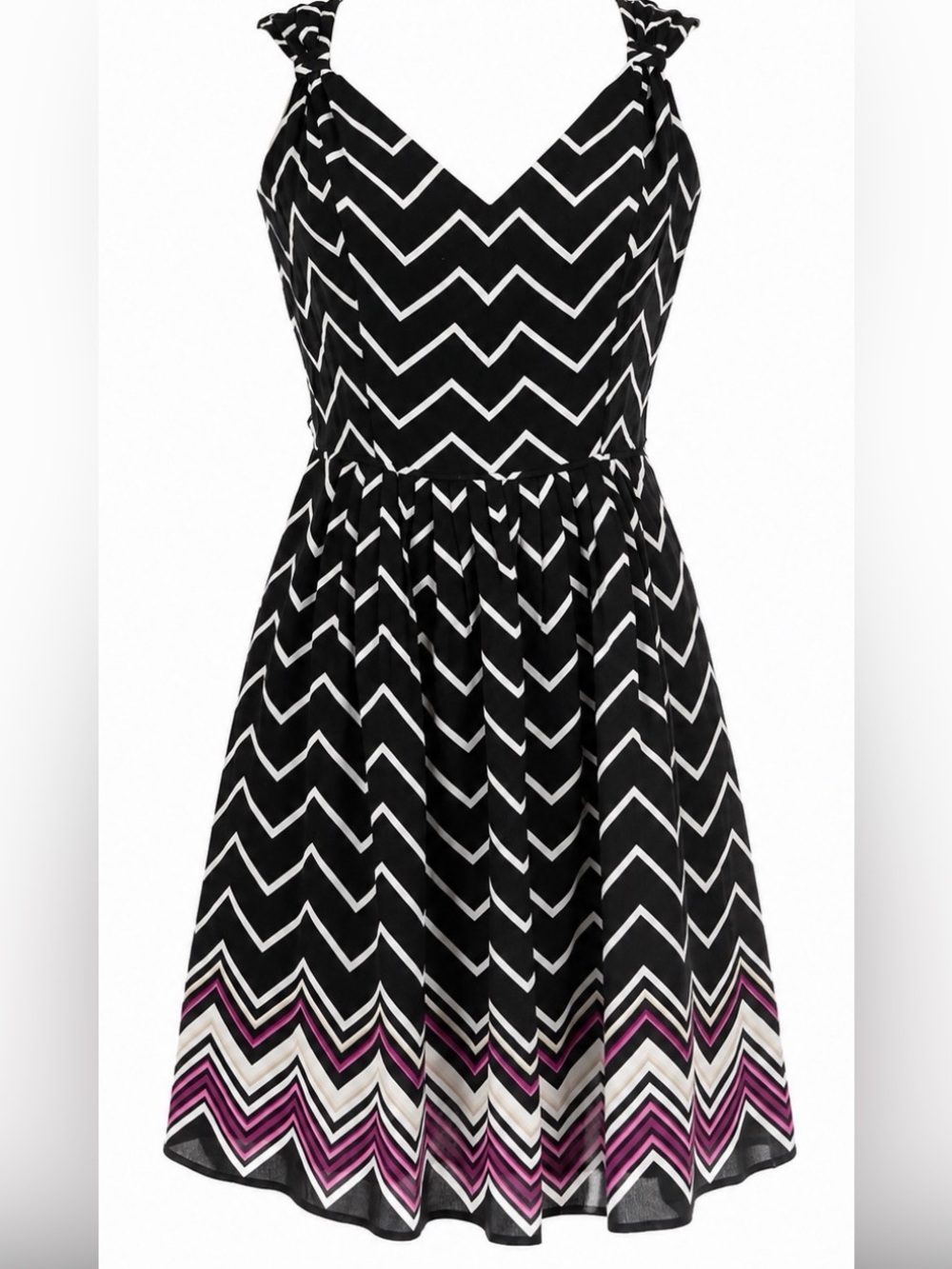 WHBM 100% Silk Chevron Fit & Flare Dress Size 6